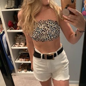 Rainbow Dalmatian print lace bandeau top size M